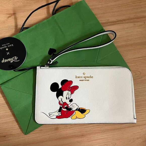 Kate Spade Disney X Kate Spade New York Minnie Medium L-zip Wristlet # KG659 - Picture 1 of 7